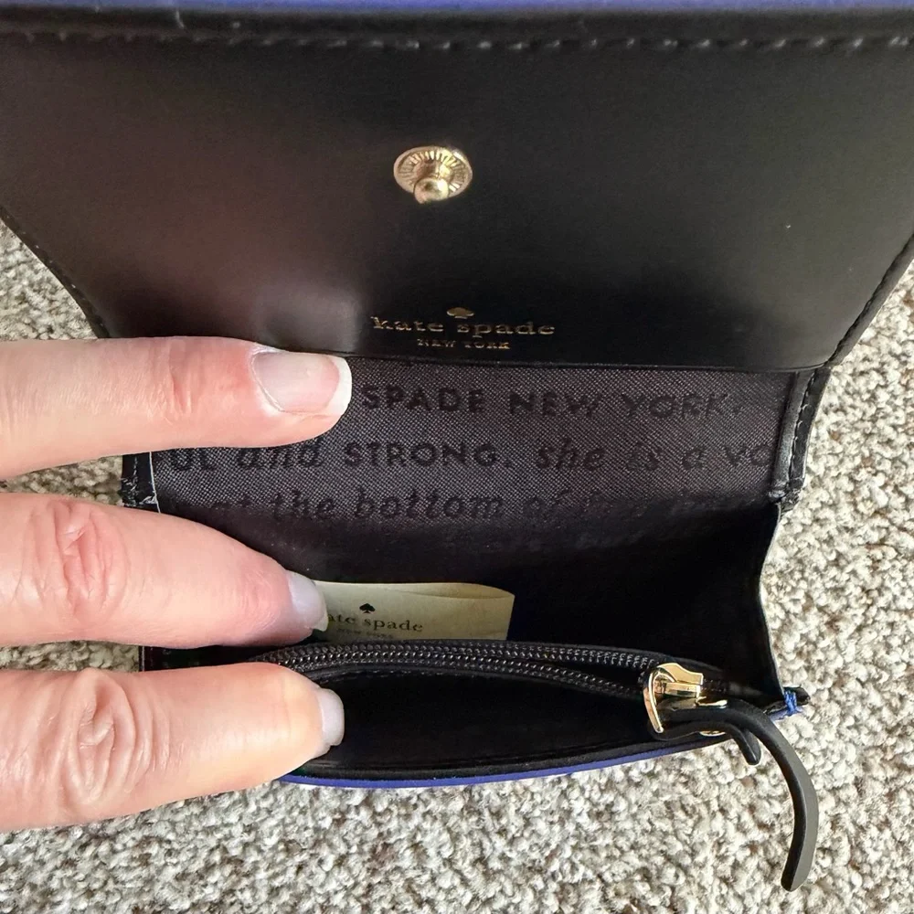 kate spade Iridescent Blue-Purple Card Holder with Gold Keyring